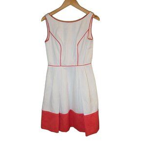 Theia Couture White Coral Dipped‎ Hem Sleeveless Fit Flare Dress Size 6